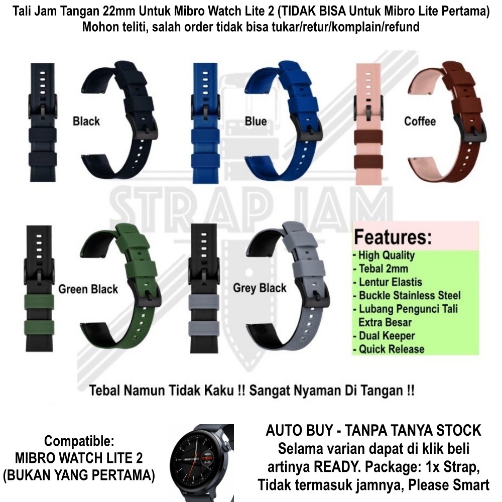 HNN Tali Jam Tangan Mibro Watch Lite 2 - Strap 22mm Lentur High Quality