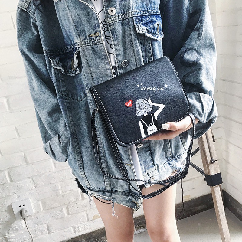 FYGALERY FYG1267 Tas Selempang Wanita Motif Girl Cartoon Peace Meeting You Slingbag Polos Fashion Murah