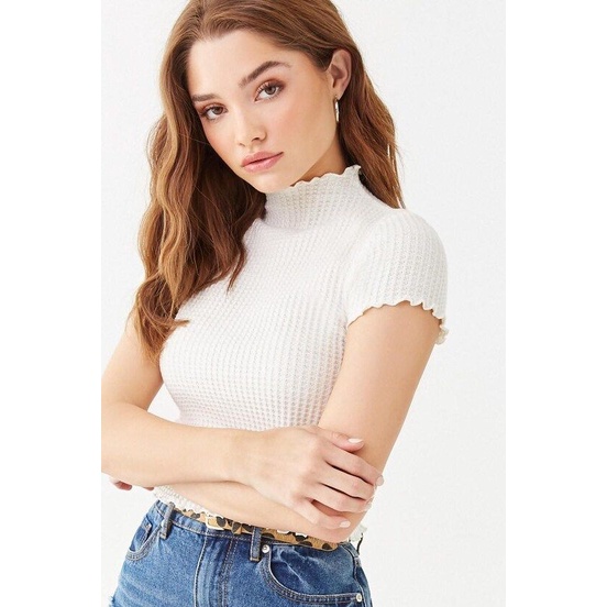 Forever21 Waffle Knit Highneck Top