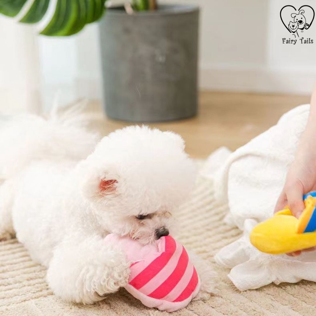 Mainan Boneka Sandal Kunyah Handmade Gigit Gigitan Untuk Anjing dan Kucing Anabul Desain Lucu | Chew Plush Slipper Toy