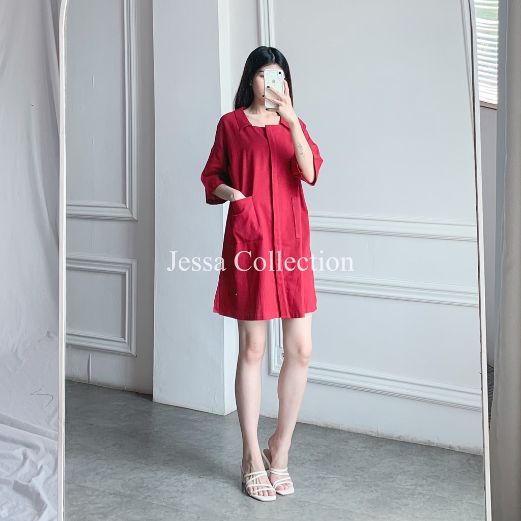 Premium Lidesa Pocket Longshirt TH 697 LINEN CRINKLE
