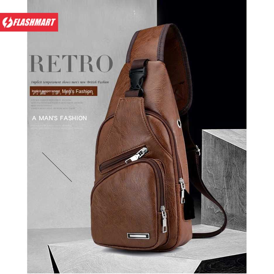 Flashmart Tas Selempang Crossbody Sling Bag dengan Slot USB - T002