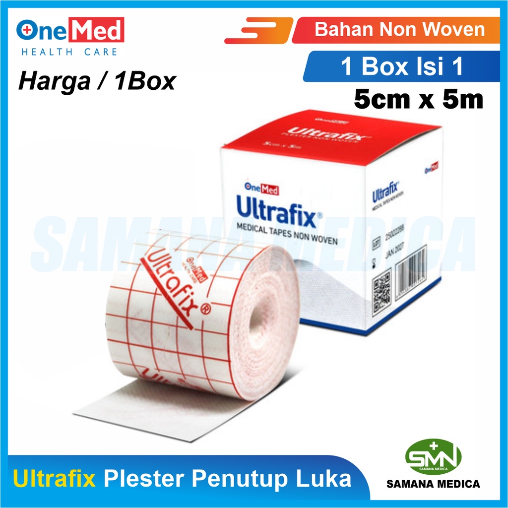 Ultrafix Plester 5x500cm 5cmX5m BOX ONEMED Plester Penutup Luka P3K Non Woven Promo