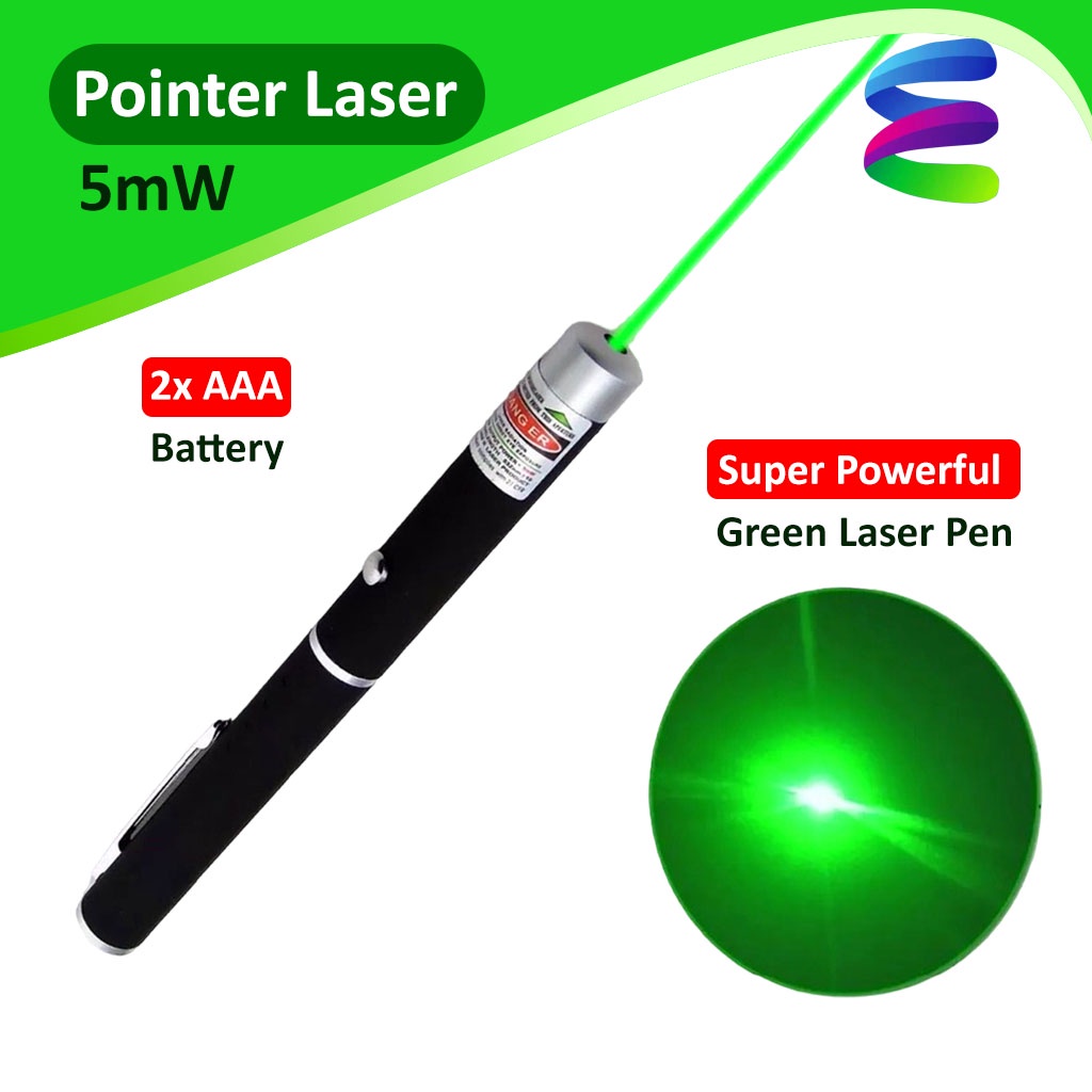 Pointer Laser Persentasi 5mW Warna Hijau / Penunjuk Papan Tulis Laser Pointer Hijau Jarak 100 Meter - 500 Meter Laser Hijau