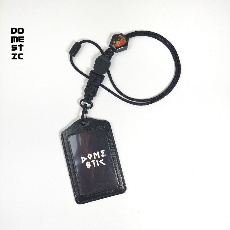 Lanyard Id card holder Tactical Gantungan Name tag id kulit kartu nama tali paracord premium custom kartu nama logo