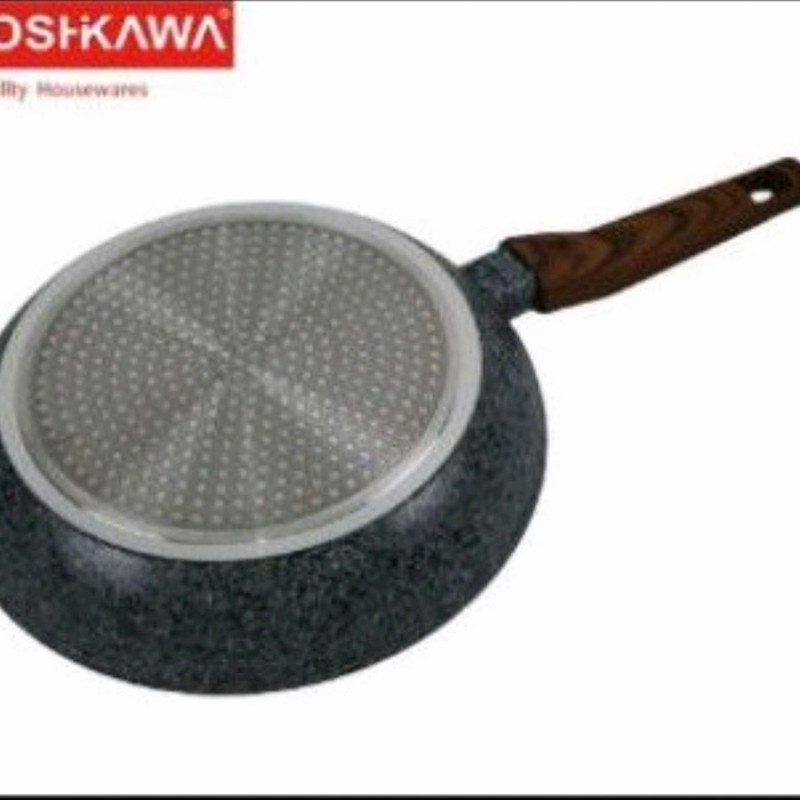 Fry Pan Marble Pan Teflon Dalam Panci Wajan Kemarik Gagang Kayu - 20CM MKD-20 YOSHIKAWA