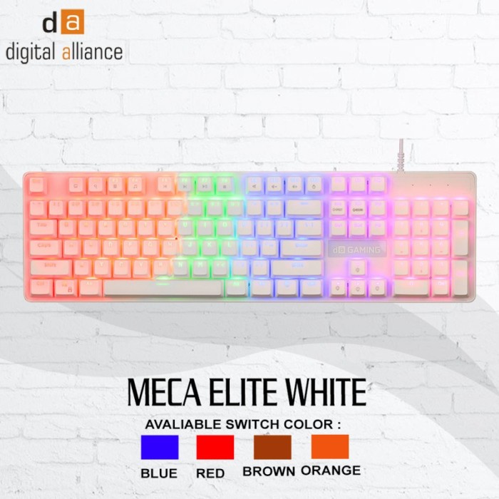 Terlaris Digital Alliance Meca Elite White Keyboard Gaming