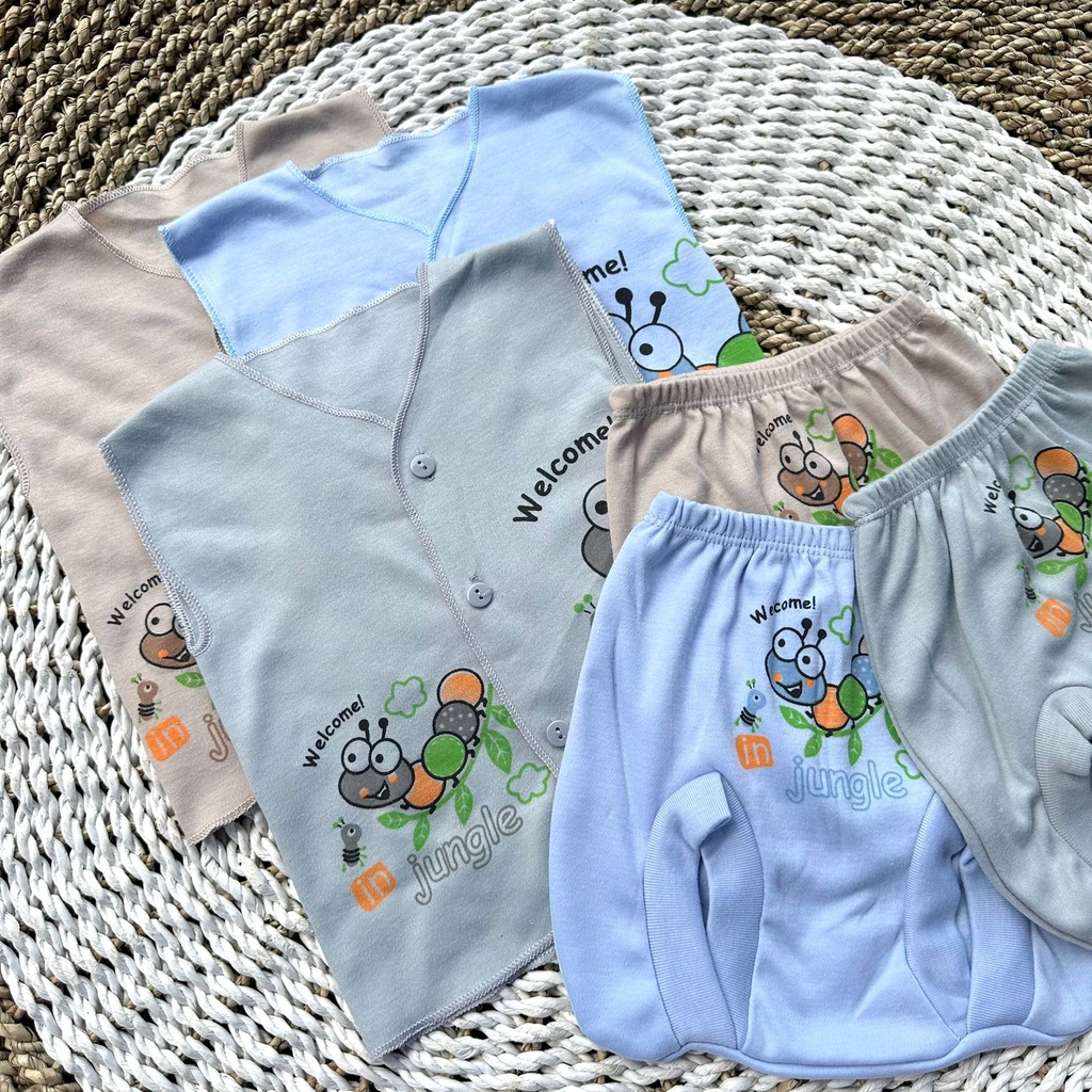 3pcs baju bayi lengan kutung+ celana pop bayi baru lahir baju stelan warna gift bayi