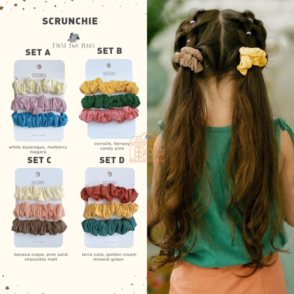 Bohopanna - Scrunchie / Ikat Rambut Anak 3 Pcs