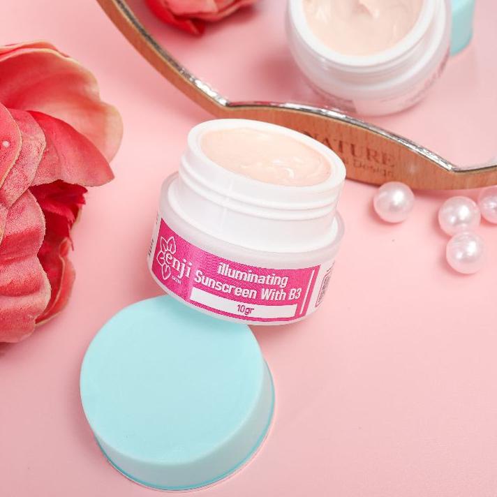 ♖ SUNSCREEN ILUMINATING B3" ENJI SKINCARE/ cream siang membuat glowing anti acne dengan SPF 30  ☺