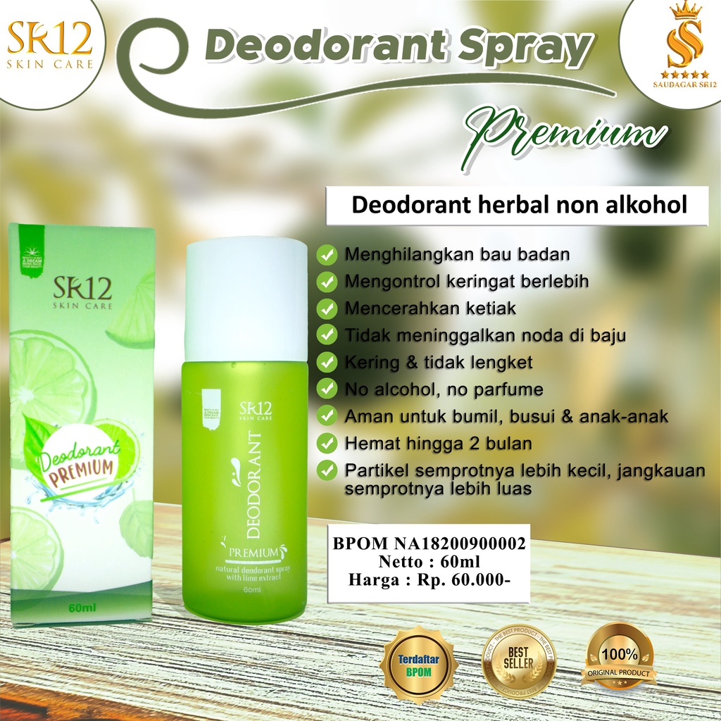 Sale Deodorant spray Sr12 Mengatasi bau badan Mencerahkan ketiak Tawas Mengontrol keringet berlebih 60ml Bpom