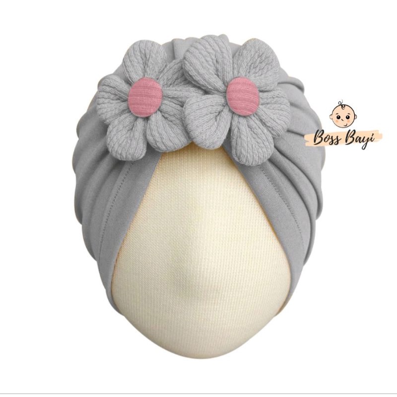 LITTLE PRENSES - Helian Baby Turban / Turban Bayi Aplikasi Bunga