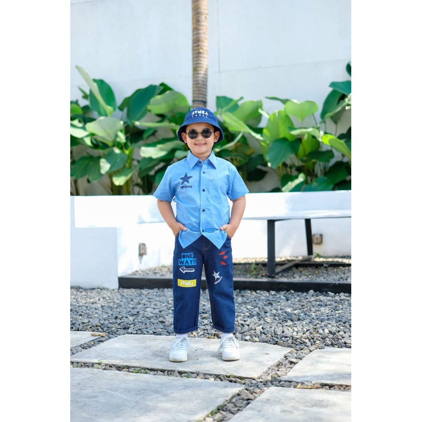 SETELAN SUIT DENIM with Buckethat anak anak by Jovanka