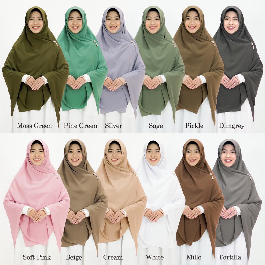 Hijab Hayuri Khimar Segi Empat Polos [120x120cm] [130x130cm] [145 X 145 CM]  / Jilbab Kerudung Segi Empat Wolpeach - Jilbab segiempat Polos