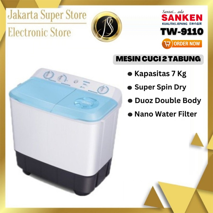 SANKEN MESIN CUCI 2 TABUNG 9 KG TW-9110