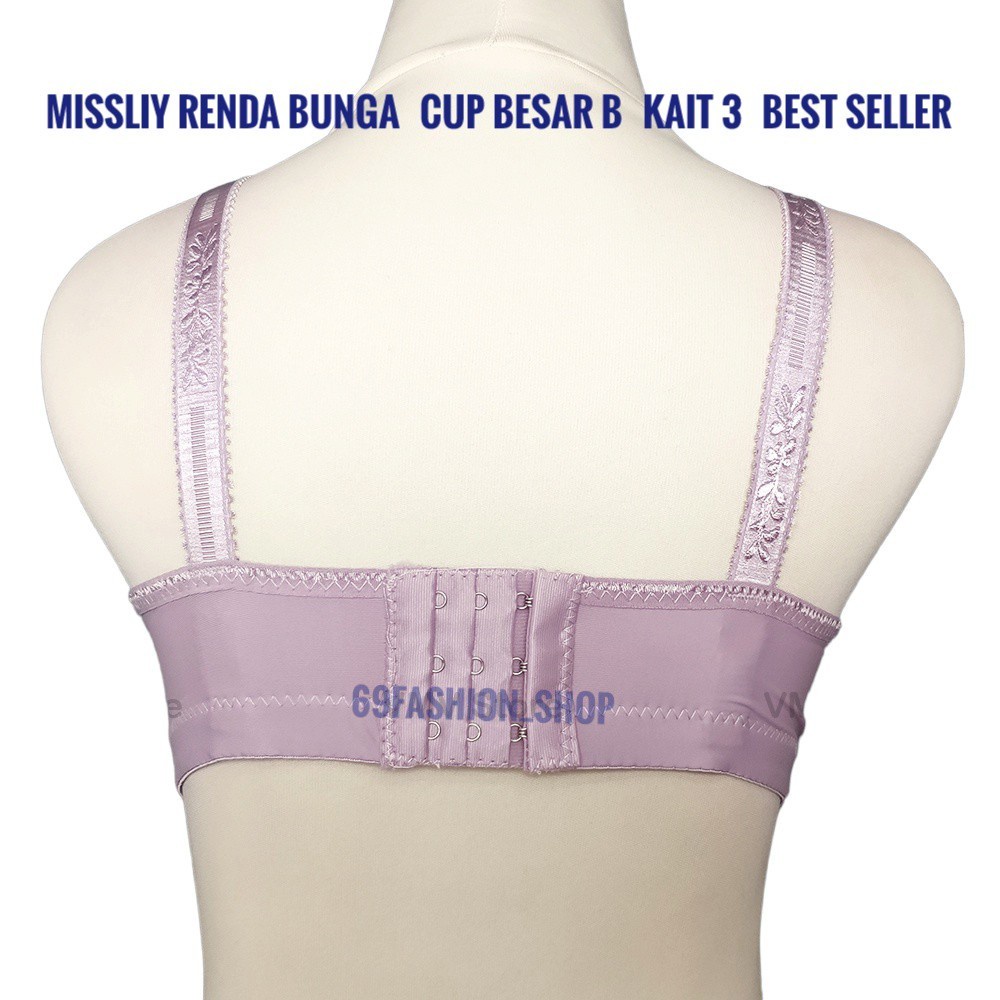 BRA TANPA KAWAT MISSLILY CUP B 1882 Motif Mewah Elegan Kait 3 Fancy Flower Bh Wanita Miss Lily ADELLINE_FASHION