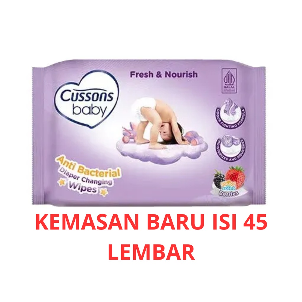 1 PCS - Tissue BASAH CUSSONS BABY WIPES wet tisu isi 45 lembar 50 sheets Cusson cusons