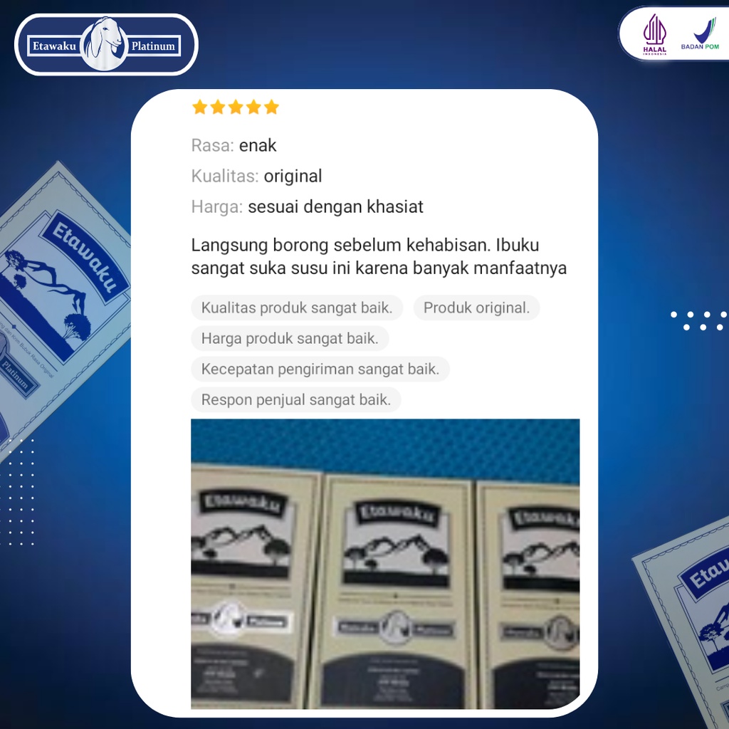 Etawaku Platinum 2 Box 100 % Susu Kambing Etawa Murni Rendah Gula Bebas Pengawet Bantu Atasi Masalah Pernafasan