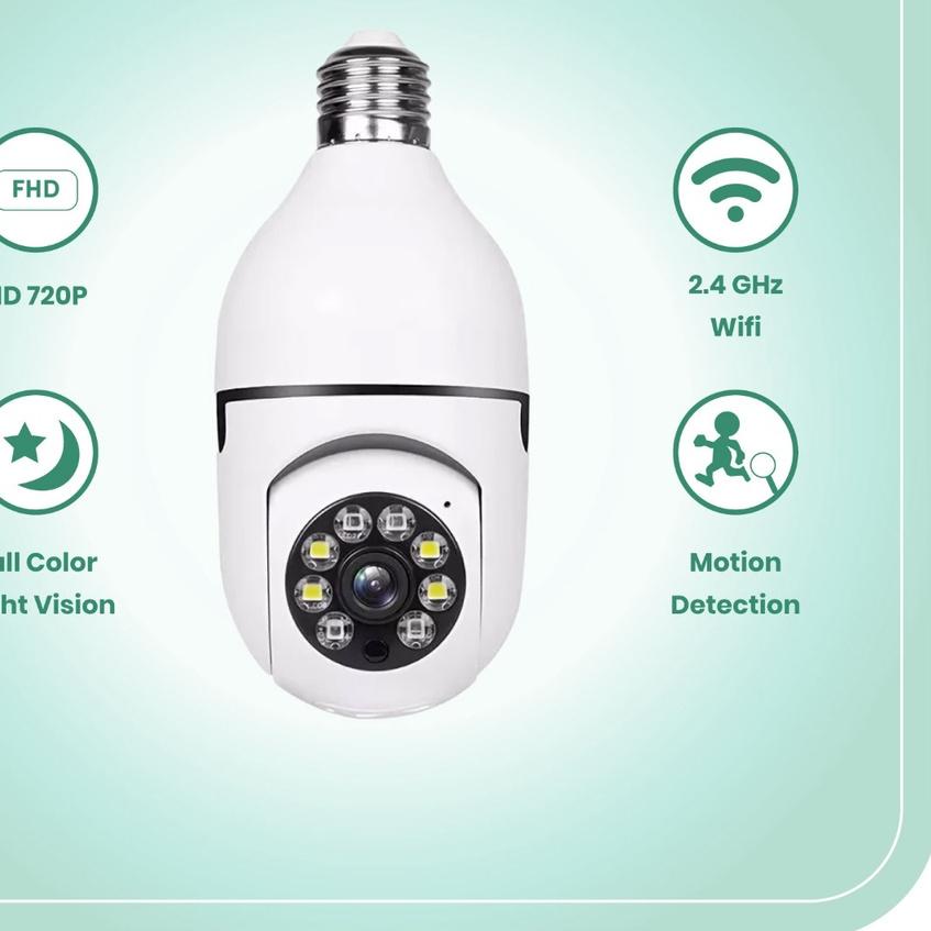 ➩ INFINILAPAN IP Camera CCTV Wireless Bulb Home Security Dual Light Secret Spy Camera 360 PTZ | Panoramic Smart CCTV Bohlam IP Camera CCTV Wireless ✯