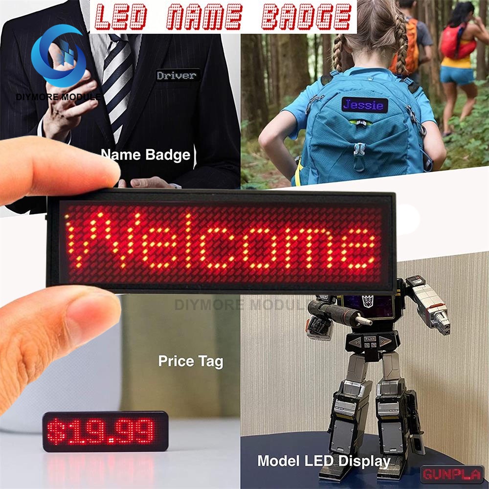 

Name Tag LED Running Text Mini Board Portable with Bluetooth NAME BADGE Runing teks kecil tulisan berjalan portable id card