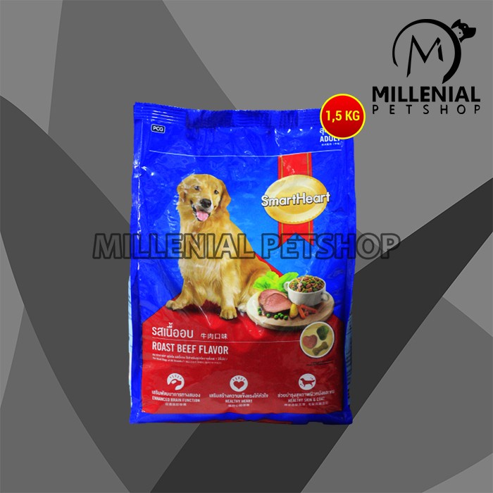 Makanan Anjing Smartheart Roasted Beef Adult Dog Food 1.5 KG