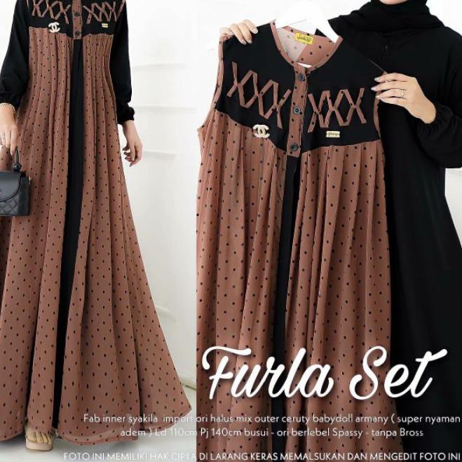 ۩ gamis outer 2 in 1 furla ukuran jumbo ld up 140 gamis populer terbaru 2022 ➩