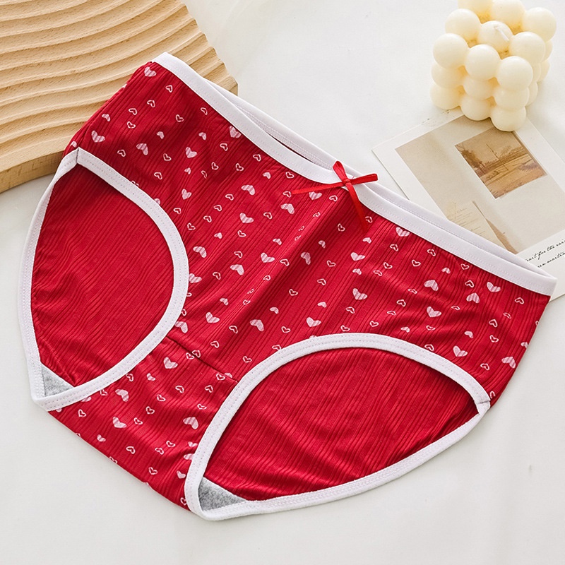 BV.ID CD1088 Celana Dalam Wanita CD Import Mid Waist Underware Nyaman Imut Motif Strawberry Merah Lucu