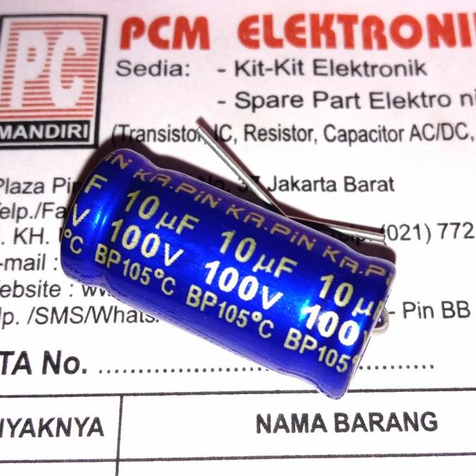 10uf 100V BP NP BiPolar / Kapasitor Non Polar pcmelektrob9090 Segera Dapatkan