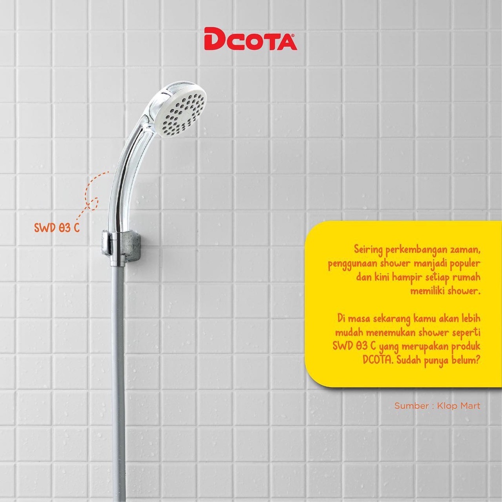DCOTA SWD 03 Hand Shower Mandi Spray Pancuran Sprayer 1/2&quot; Chrome White