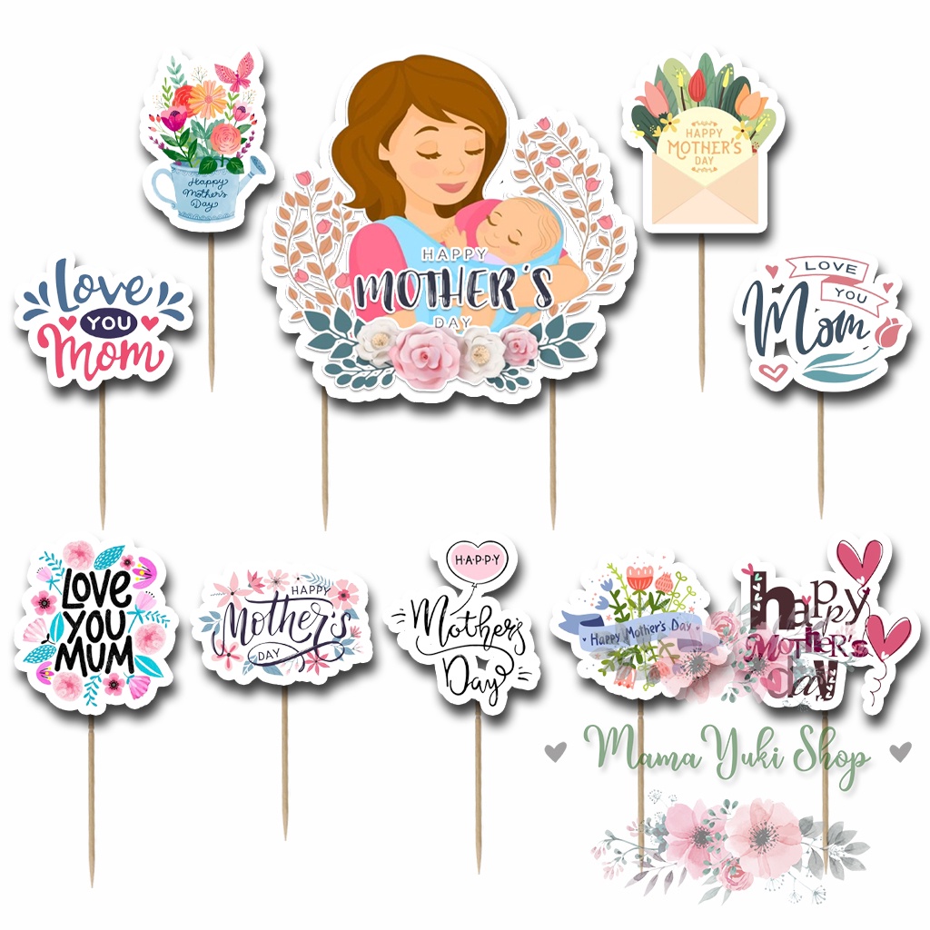 Jual Topper Cake Hiasan Kue Ulang Tahun Anak motif HAPPY MOTHERS DAY