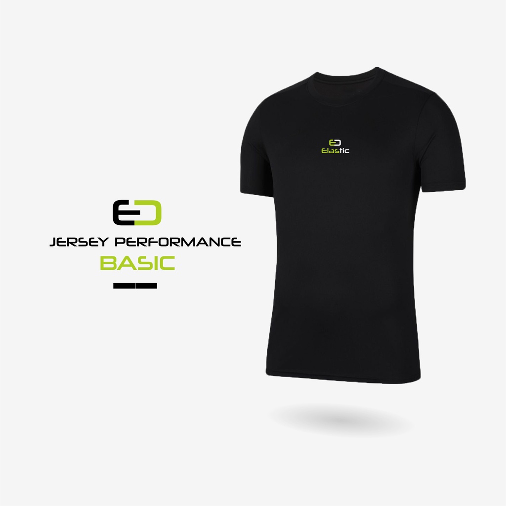 ELASTIC - kaos jersey tangan pendek PERFORMANCE pria olahraga training sport man running gym fitnes sepeda badminton