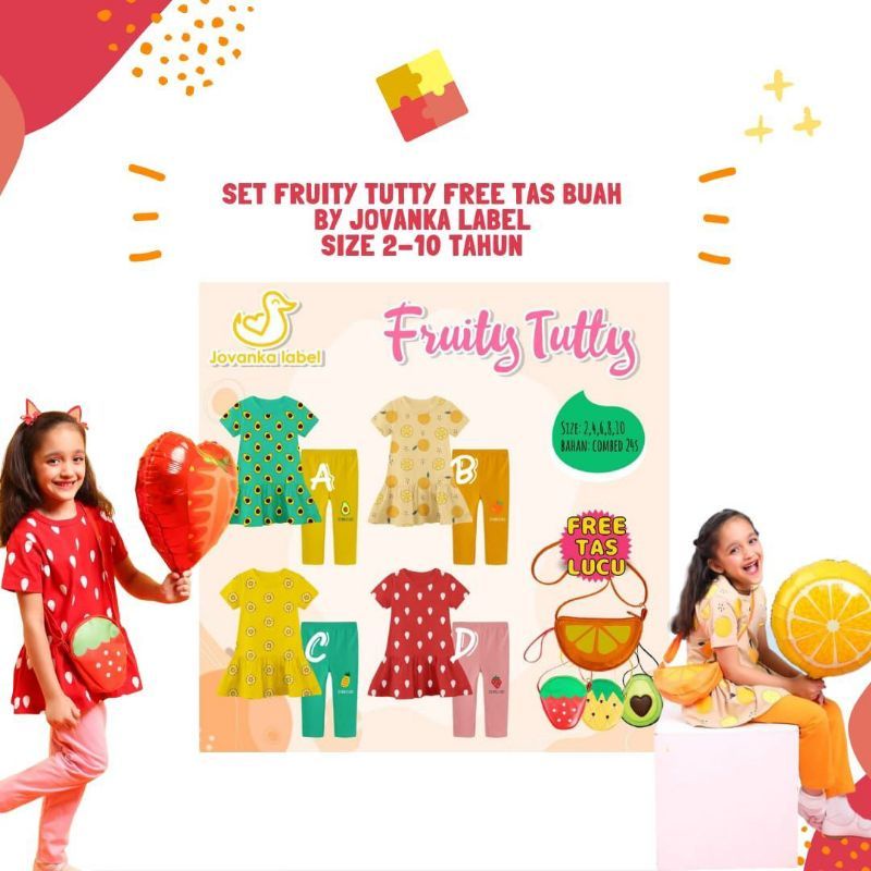 Set Fruity Tutty By Jovanka Label / Setelan Anak Free Tas