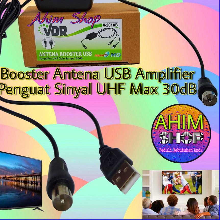 ۝ VDR BOOSTER Antena USB Amplifier UHF Gain Max 30dB Alat Penguat Sinyal Kabel Antenna TV HDTV V-201
