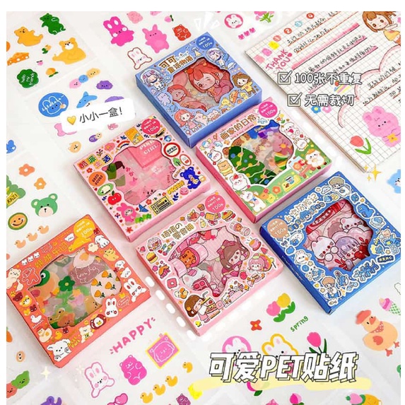 STICKER MOMO WATERPROOF ISI 100 LEMBAR PER BOX-RANDOM BOX KECIL 100