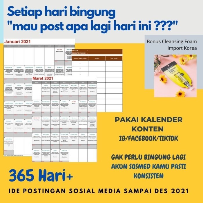 

Konten Kalender Sosial Media 2021 - Lengkap Dengan Bonus Desain Star Seller