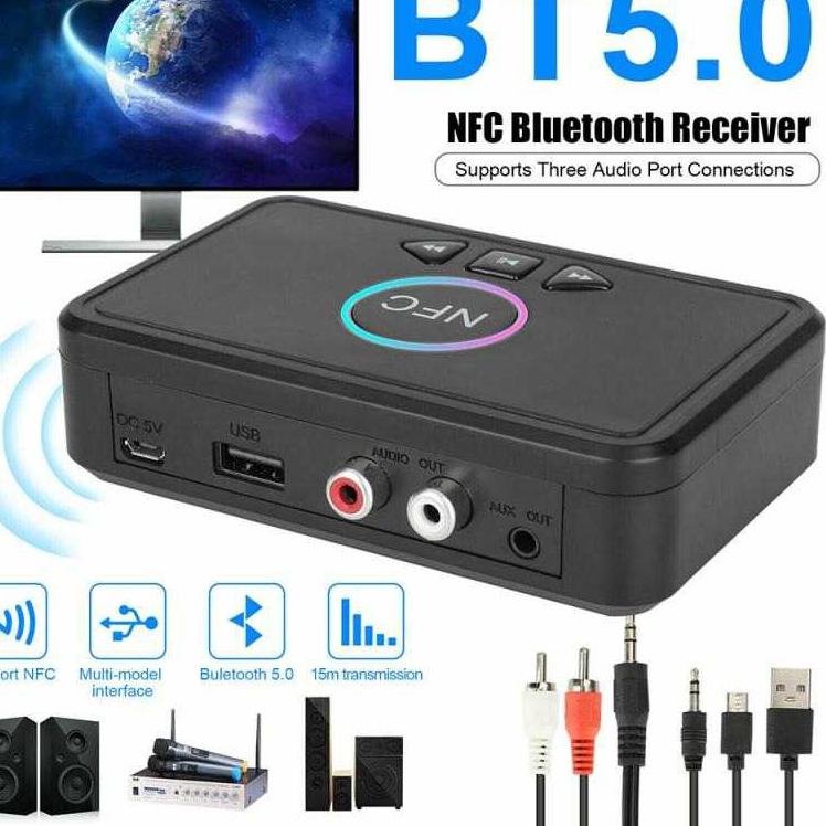❇ Centechia Audio Bluetooth 5.0 Receiver Adapter NFC RCA AUX Spiker Audeo Blutut Speaker Universal B