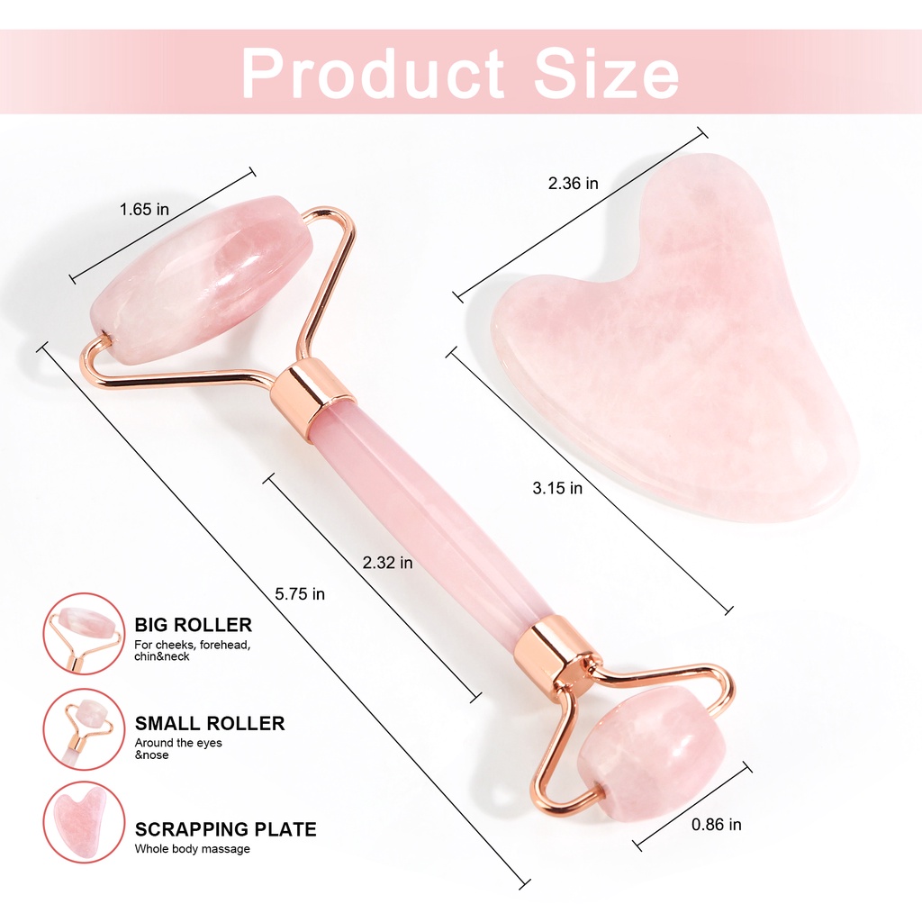 MAANGE Face Massager Jade Roller Alat Pijat Wajah Gua Sha Papan Wajah  2in1 Alat Kecantikan4215