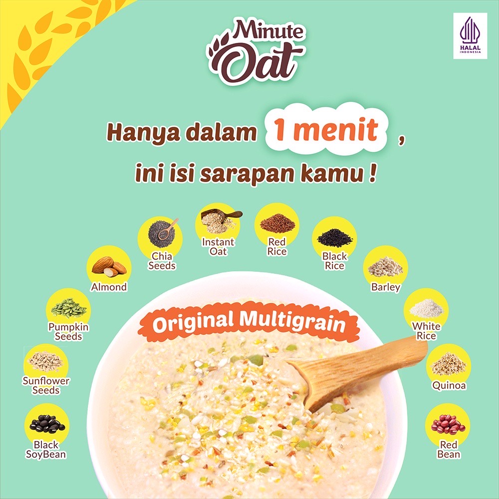 GRANOLAB Minute Oat 65g - Instant Oatmeal - Whole Grain - Kaya Serat - Sarapan Instan Sehat