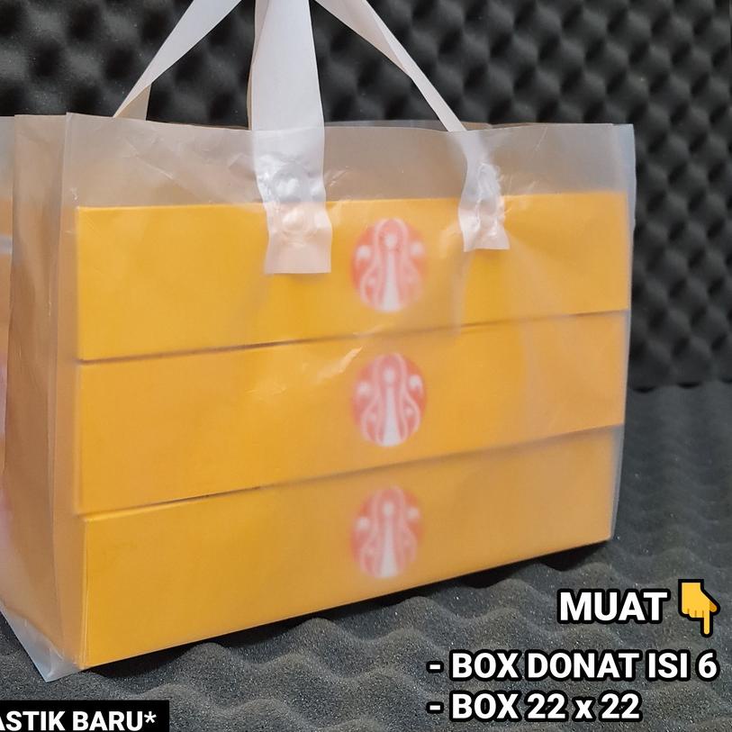 ♪ Kantong Plastik HD Donat 6 Pcs Isi 50 Lembar Kresek Bening Soft Handle Hampers ♀