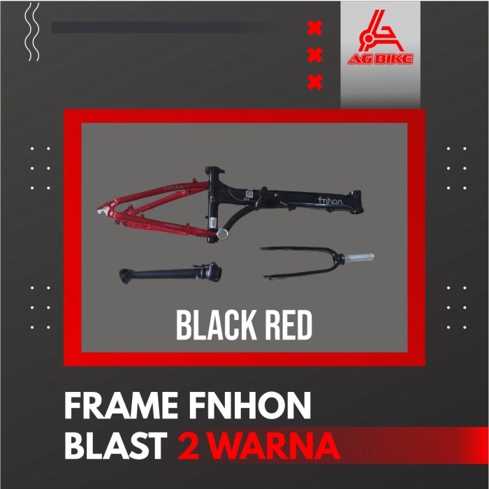 Frame Fnhon Blast + handlepost warna hitam merah black red 2 warna dis