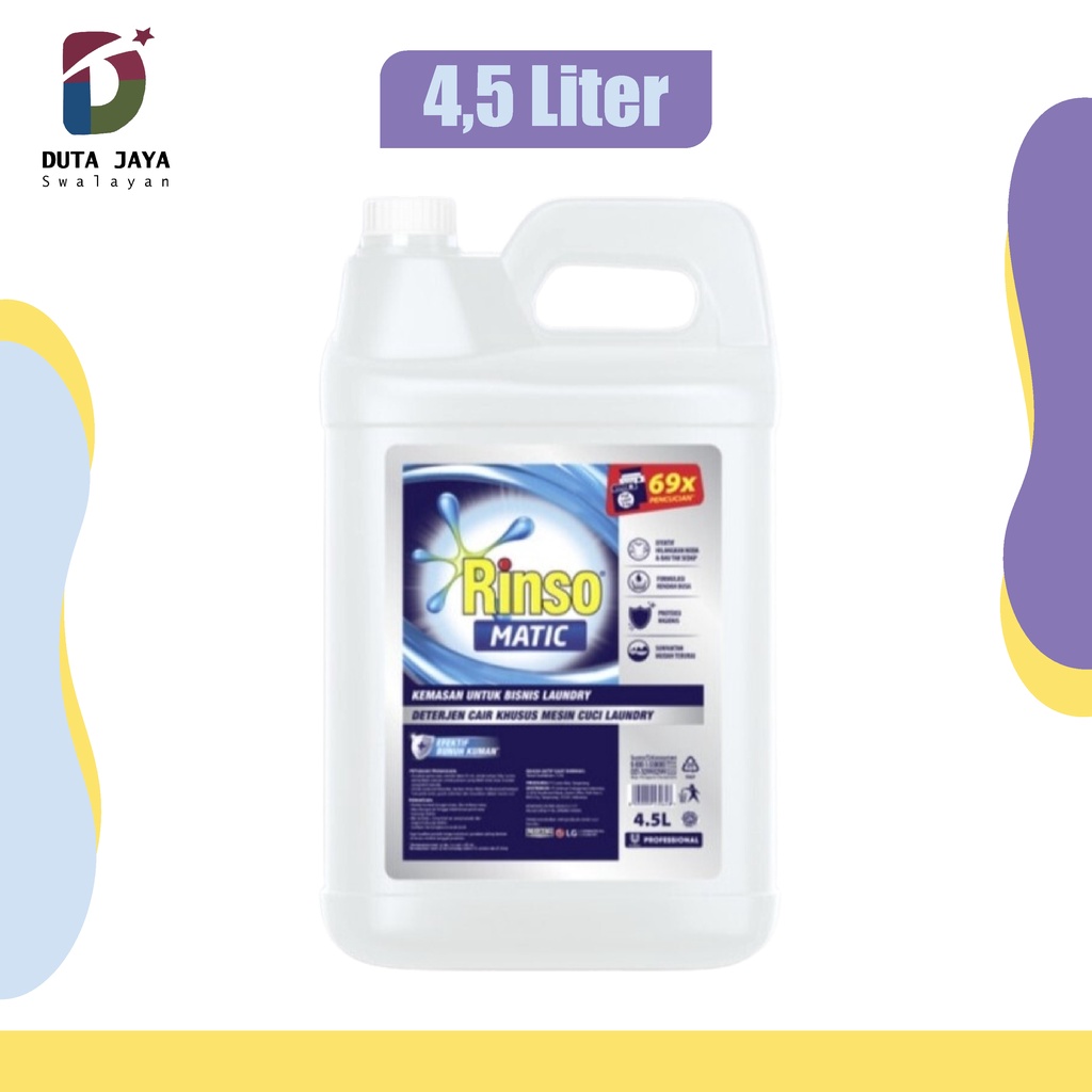 Rinso Matic Professional Deterjen Cair  Sabun Laundry Jerigen Kiloan 4,5 Liter