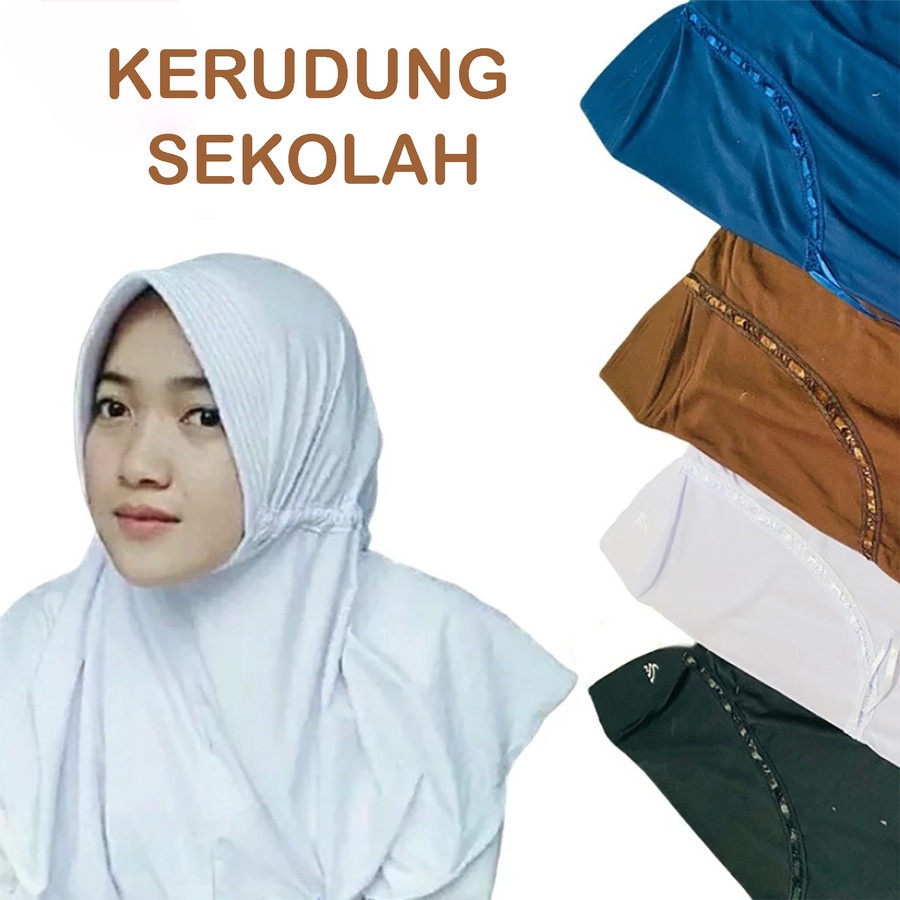 Jilbab SEKOLAH SD SMP SMA kerudung sekolah hijab instan tali serut