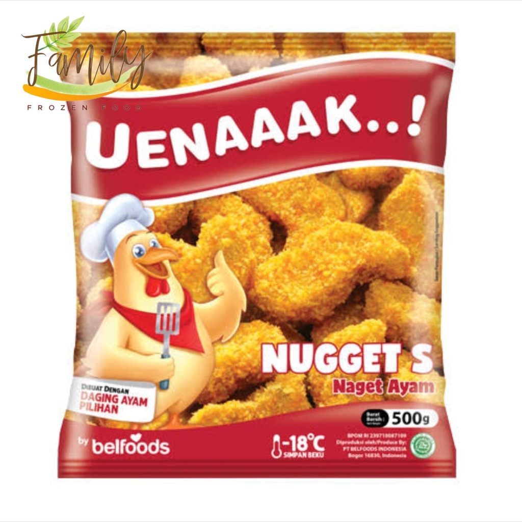 

Belfoods Uenaak Nugget Ayam S 500gr Frozen Food Grosir
