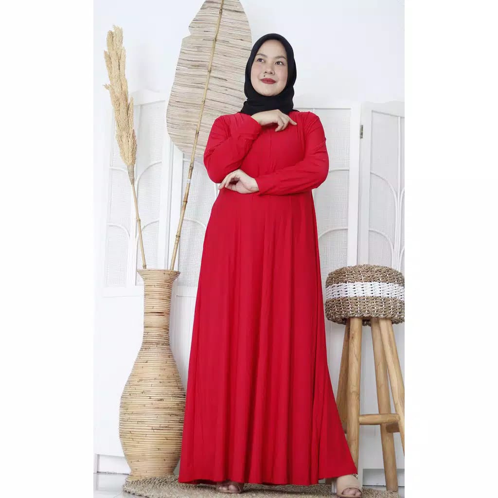 clothunghasanah Gamis jersey polos jersi mat syper tebal premium warna HITAM PUTIH XL/ALL SIZE
