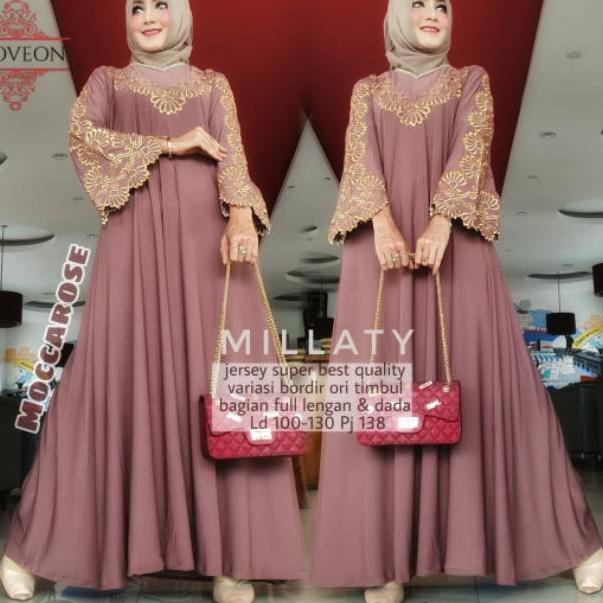 MENARIK Millaty Maxy Millati Maxi Gamis Arabian Jumbo Ld 120 Dress Bordir Jumbo Terbaru Dress Arabia