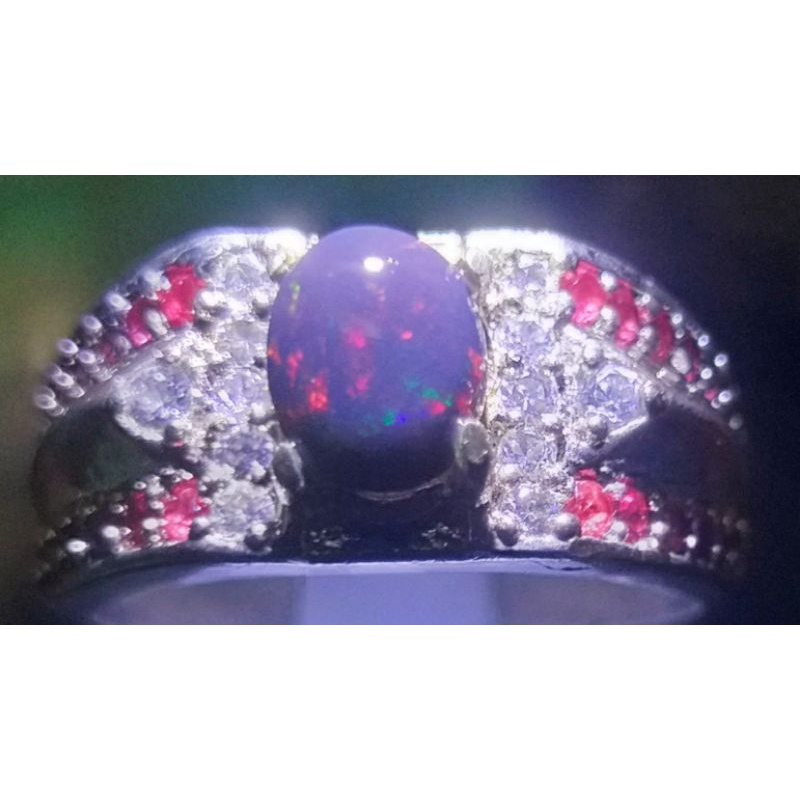 Cincin Batu kalimaya Black Oval Lebak Banten  & ruby natural Top Color Mewah