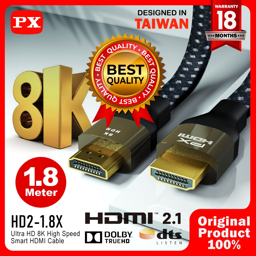 HDMI Kabel 2.1 High-Speed 8K HDR Smart HDMI Cable 1.8M PX HD2-1.8X