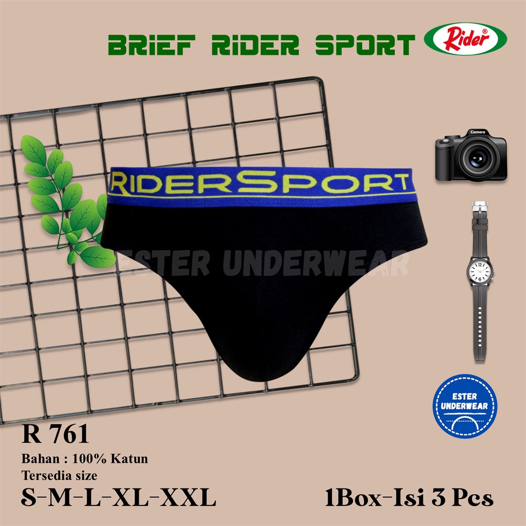 Celan Dalam Pria Rider Sport R 761 Isi 3Pcs/Pack Bahan Katun