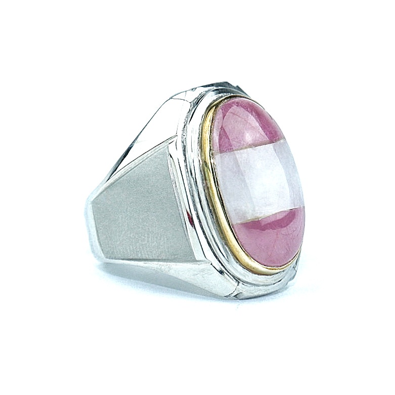 Cincin Permata Natural Pink Ruby Corundum Motif Bendera free Memo 04
