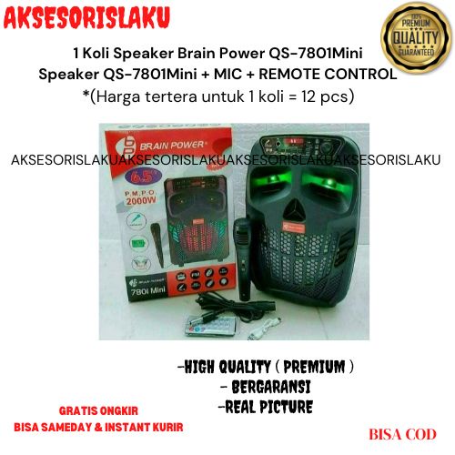 1 Koli Speaker Brain Power QS-7801Mini + MIC + REMOTE CONTROL